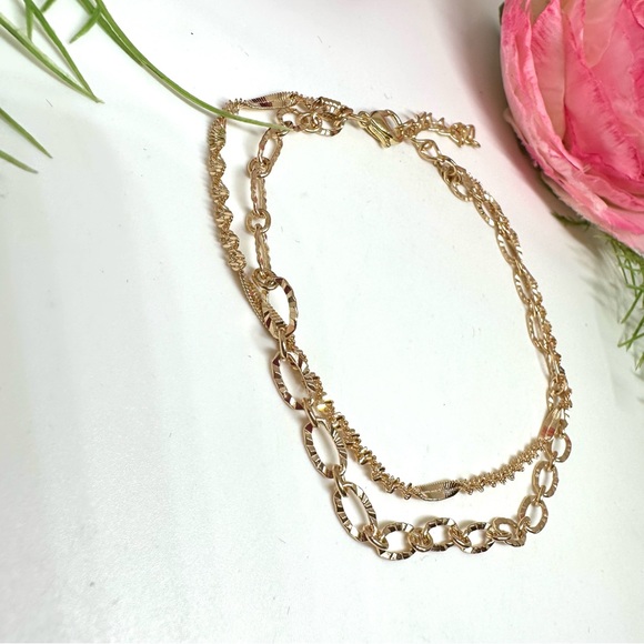 NEW⚜️ANKLET Herringbone & Twist Golden Linked Chain - Picture 4 of 5